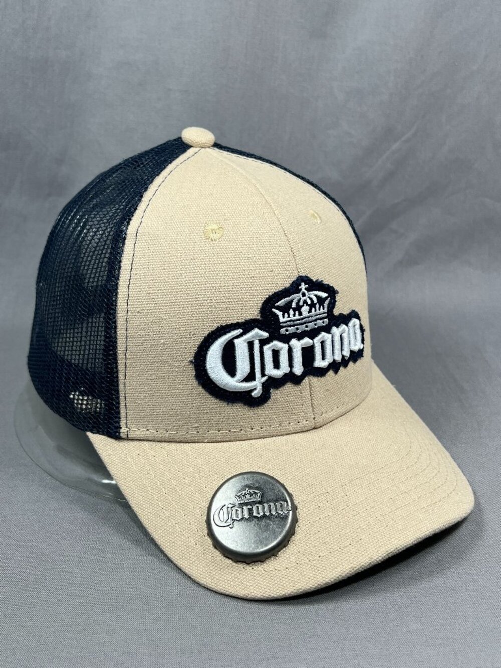 Corona Beer Snapback Hat Beige Trucker Mesh Bottle Opener Adjustable Golfer Mens